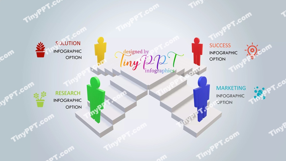 Diverged 3d Staircase With Businessman